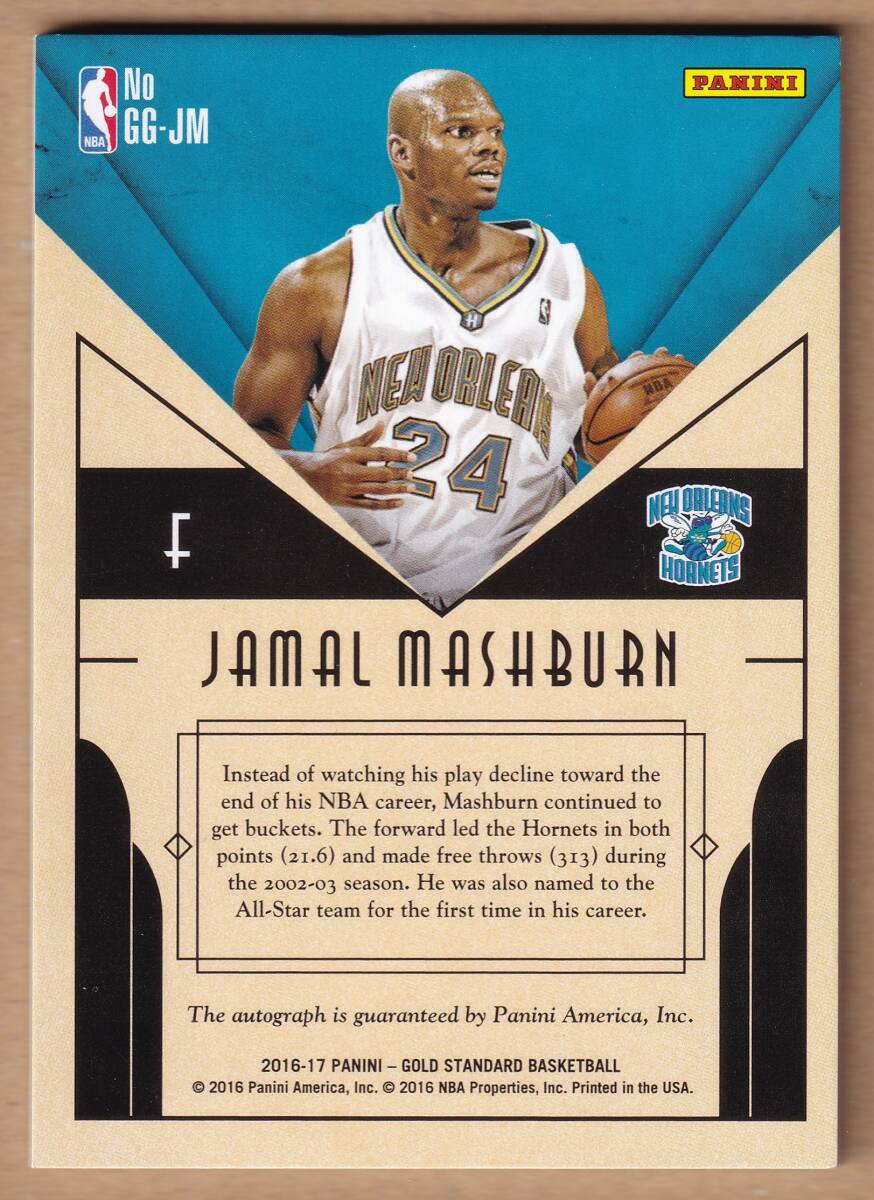 [NBA]JAMAL MASHBURN автограф автограф карта 49 листов ограничение 2016-2017 PANINI GOLD STANDARD BASKETBALL GOLDEN GRAPHS AUTOGRAPH CARD[AUTO]