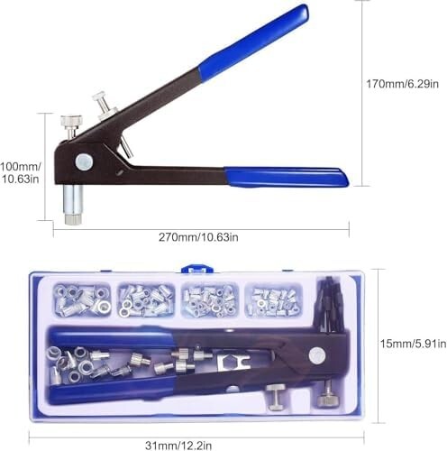 【新品送料無料】ハンドリベッターセット M3 M4 M5 M6 M8 ネジ付き 86個 リベット セット ナット リベット インサート ツール_画像2