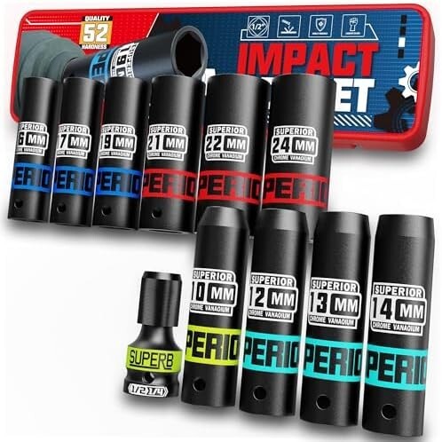 【新品送料無料】ディープソケットセット 差込角12.7mm(1/2インチ) 11本組 インパクトソケット 10mm - 24mm_画像1