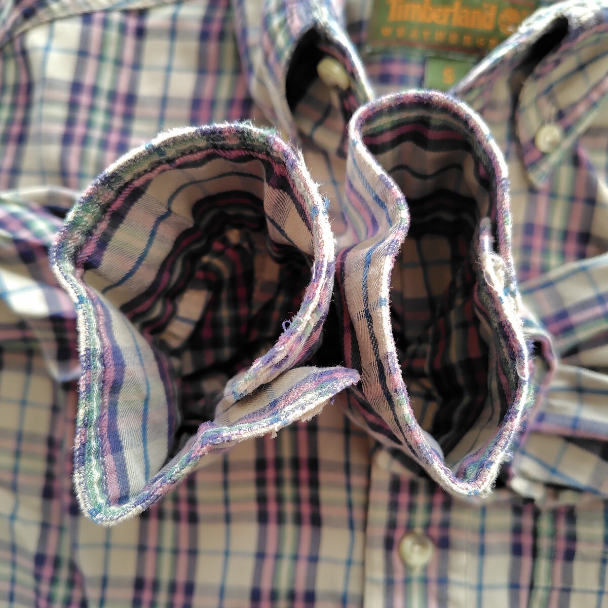 90s ティンバーランド Timberland 長袖 チェック ボタンダウン シャツ XL(表示Ｓ)_画像9