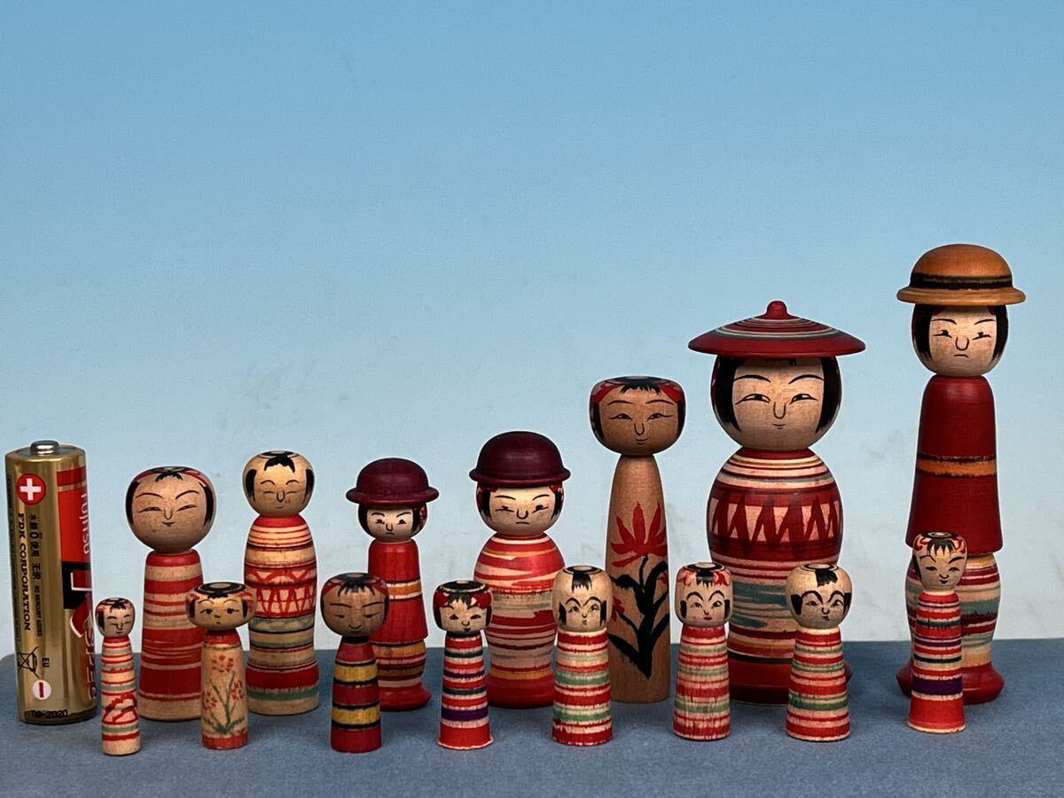  традиция kokeshi земля горячая вода серия маленький размер kokeshi 15 шт. комплект (671)