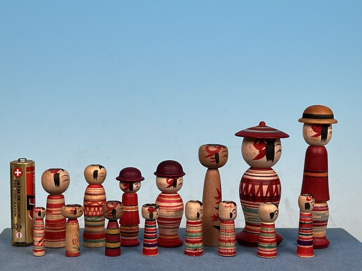  традиция kokeshi земля горячая вода серия маленький размер kokeshi 15 шт. комплект (671)