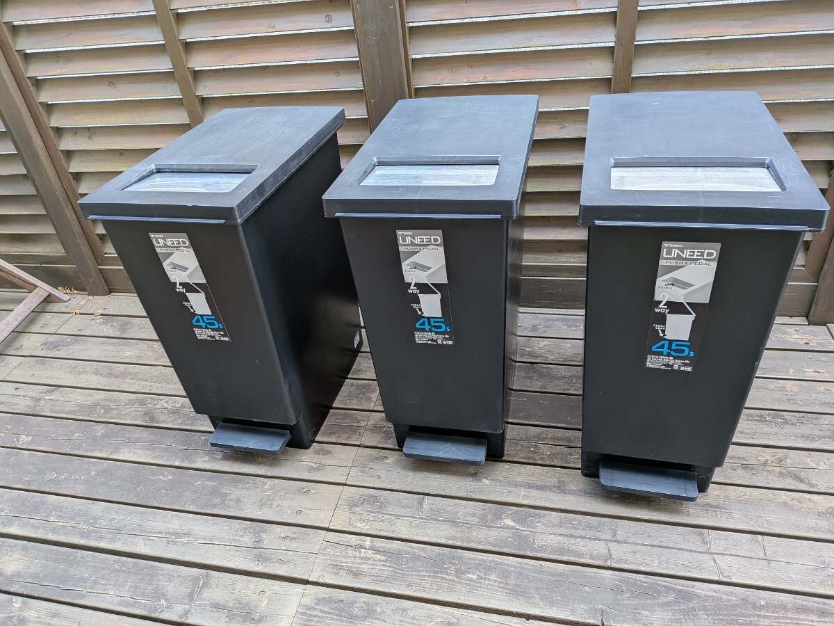 ダストボックス ゴミ箱 ペールボックス ステンレス ペダル式 45L 3セット_画像1