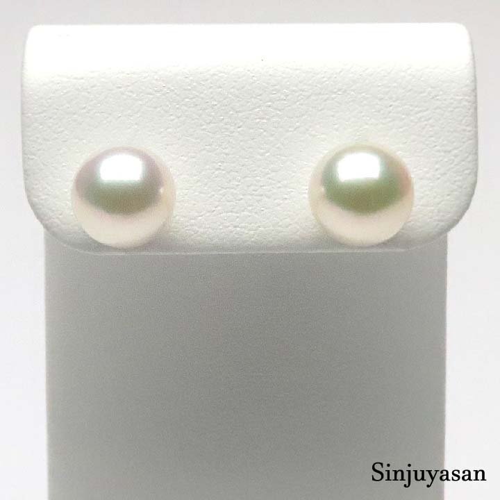 真珠屋さん 冠婚葬祭に【ホワイトピンク】最高の色！8.0mm アコヤ真珠 プラチナ Pt900ピアス 伊勢志摩産特選パール 花珠 新品_画像1