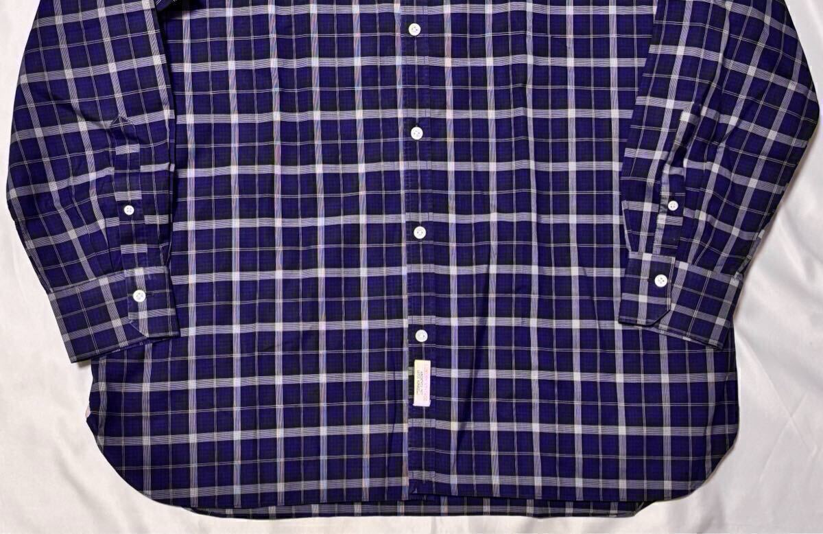状態良好 LUIGI BORRELLI ルイジボレッリ ブルー ネイビー系 シャツ サイズ XL〜 17 1/2 44 長袖 コットン 100% イタリア製 送料無料_画像3