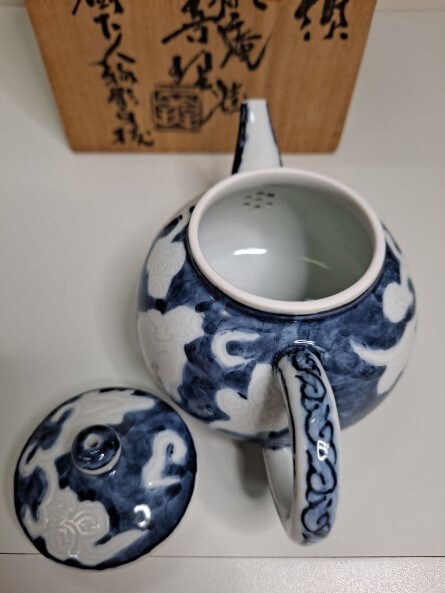 美品 染付急須 煎茶道具 染付 水注 急須 唐物 共箱付_画像4