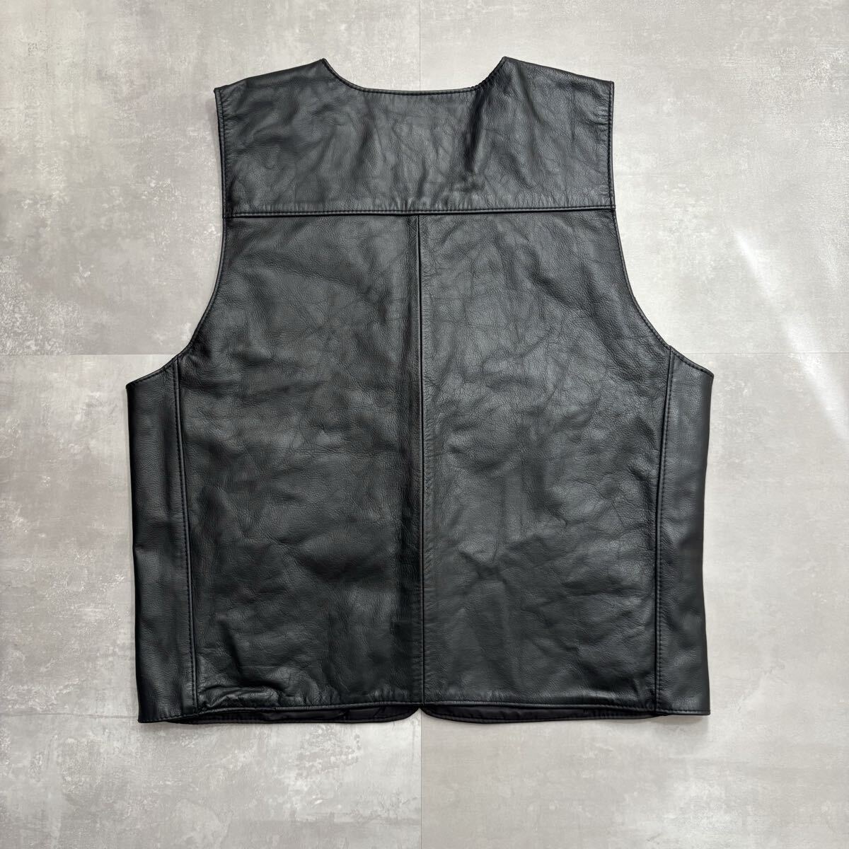 美品 HARLEY-DAVIDSON ハーレーダビッドソン レザーベスト ベスト バイカー ブラック　黒　本革　MADE IN USA アメリカ製　USA製_画像10