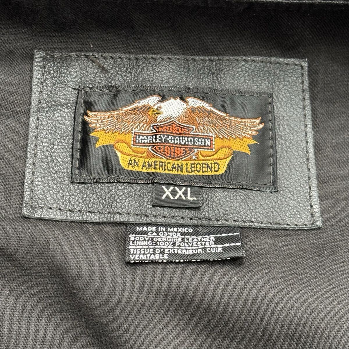 美品 HARLEY-DAVIDSON ハーレーダビッドソン レザーベスト トラッカーベスト　ベスト バイカー ブラック　黒　本革　ワッペン　イーグル　_画像4