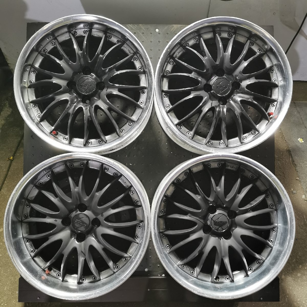 D10-30【4本価格】【17×7J 17x8J 4x100 ET+35/+25 ハブ60】WORK SEEKER・前後サイズ違い・店頭引取可能・適格請求書発行可能★中古品_画像1