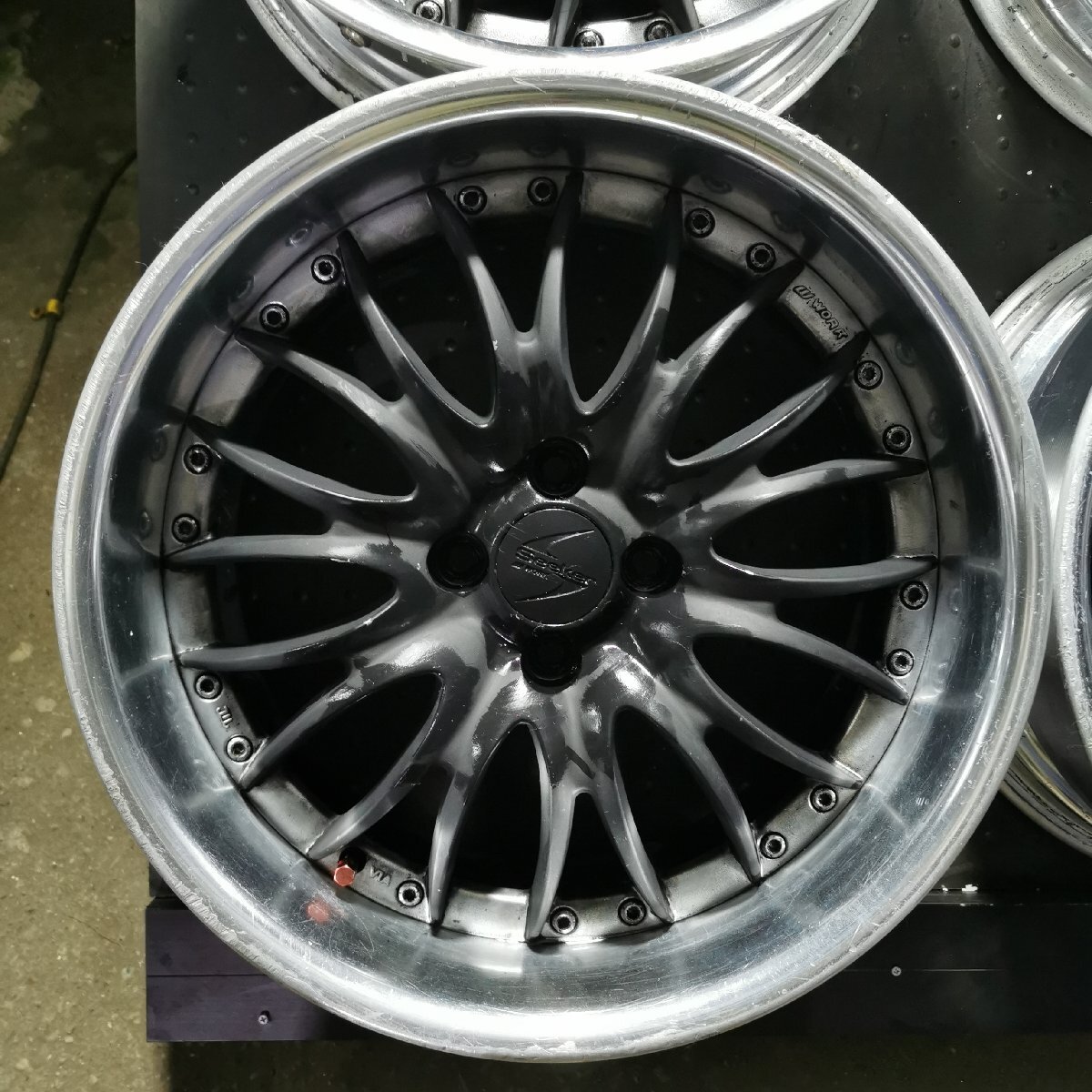 D10-30【4本価格】【17×7J 17x8J 4x100 ET+35/+25 ハブ60】WORK SEEKER・前後サイズ違い・店頭引取可能・適格請求書発行可能★中古品_画像6