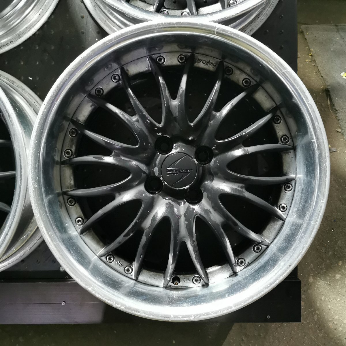 D10-30【4本価格】【17×7J 17x8J 4x100 ET+35/+25 ハブ60】WORK SEEKER・前後サイズ違い・店頭引取可能・適格請求書発行可能★中古品_画像5