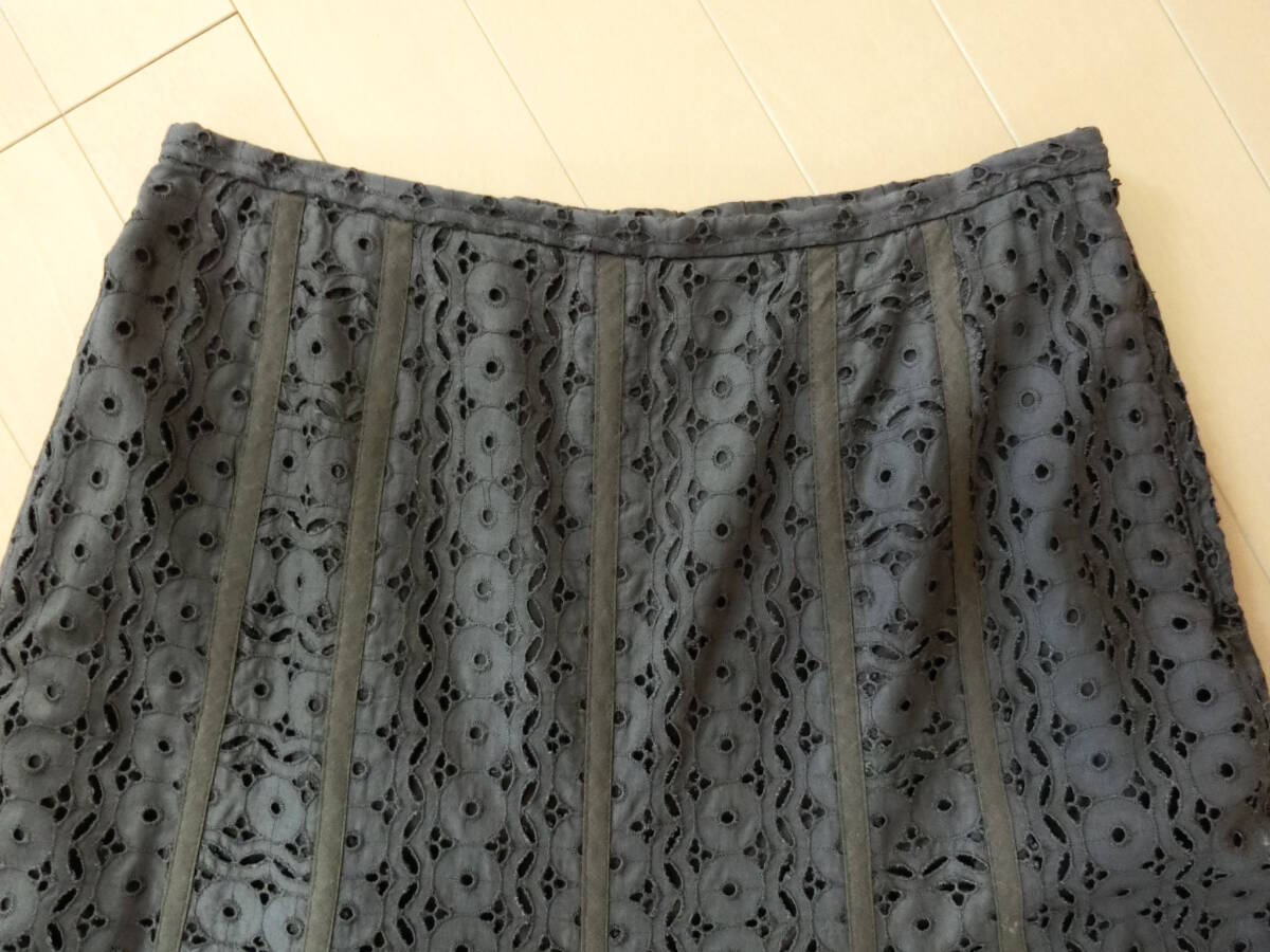 【送料無料】★TIM ティム☆コットンカットワーク 総レース フレアースカート 11号 こげ茶ダークブラウン 日本製_画像2