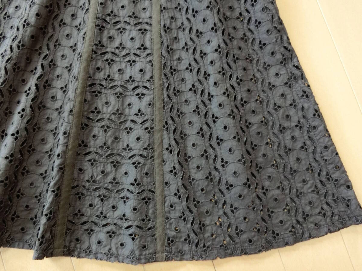 【送料無料】★TIM ティム☆コットンカットワーク 総レース フレアースカート 11号 こげ茶ダークブラウン 日本製_画像3