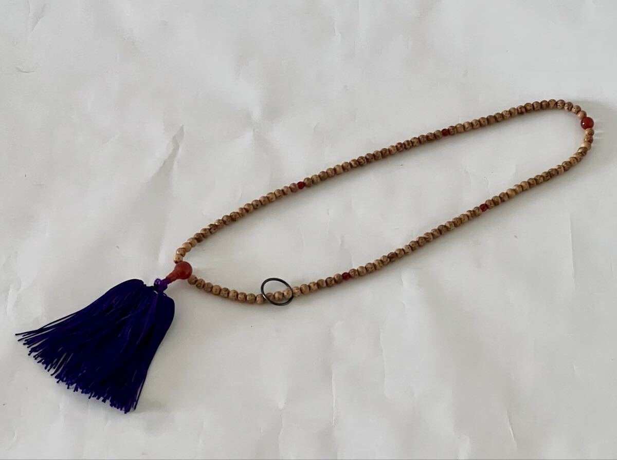 【未使用】念珠 鉄線菩提 天然鉄線菩提樹 赤瑪瑙 仏具_画像2