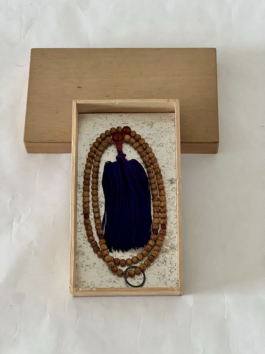 【未使用】念珠 鉄線菩提 天然鉄線菩提樹 赤瑪瑙 仏具_画像1