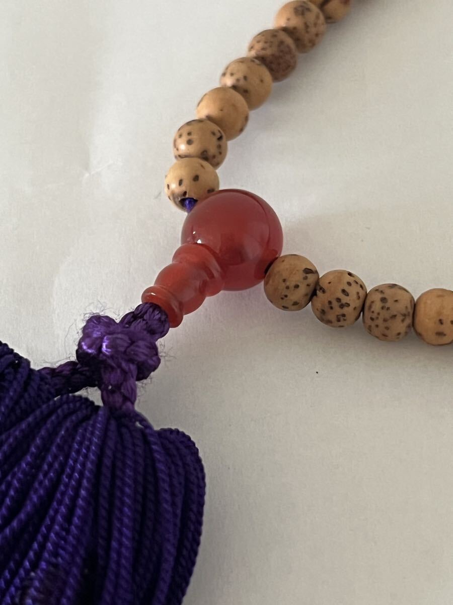 【未使用】念珠 鉄線菩提 天然鉄線菩提樹 赤瑪瑙 仏具_画像3