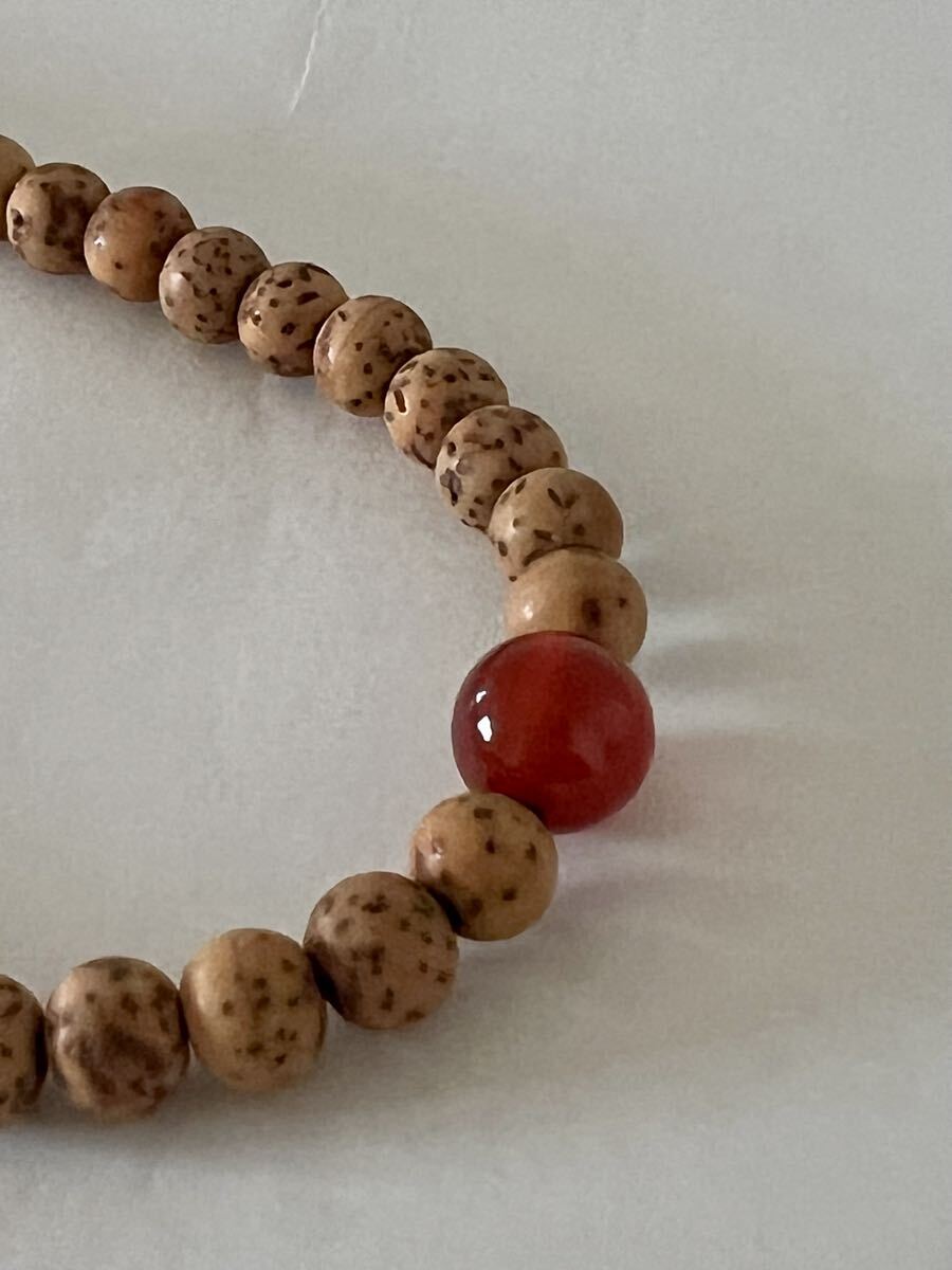 【未使用】念珠 鉄線菩提 天然鉄線菩提樹 赤瑪瑙 仏具_画像4