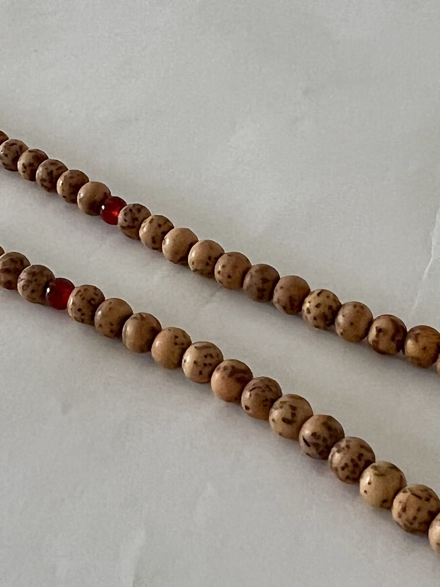 【未使用】念珠 鉄線菩提 天然鉄線菩提樹 赤瑪瑙 仏具_画像5