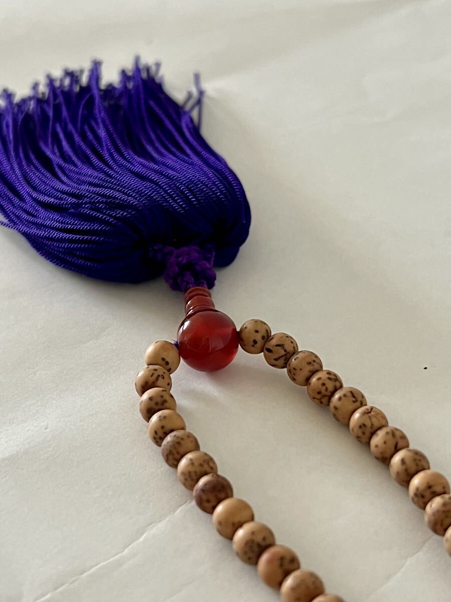 【未使用】念珠 鉄線菩提 天然鉄線菩提樹 赤瑪瑙 仏具_画像6