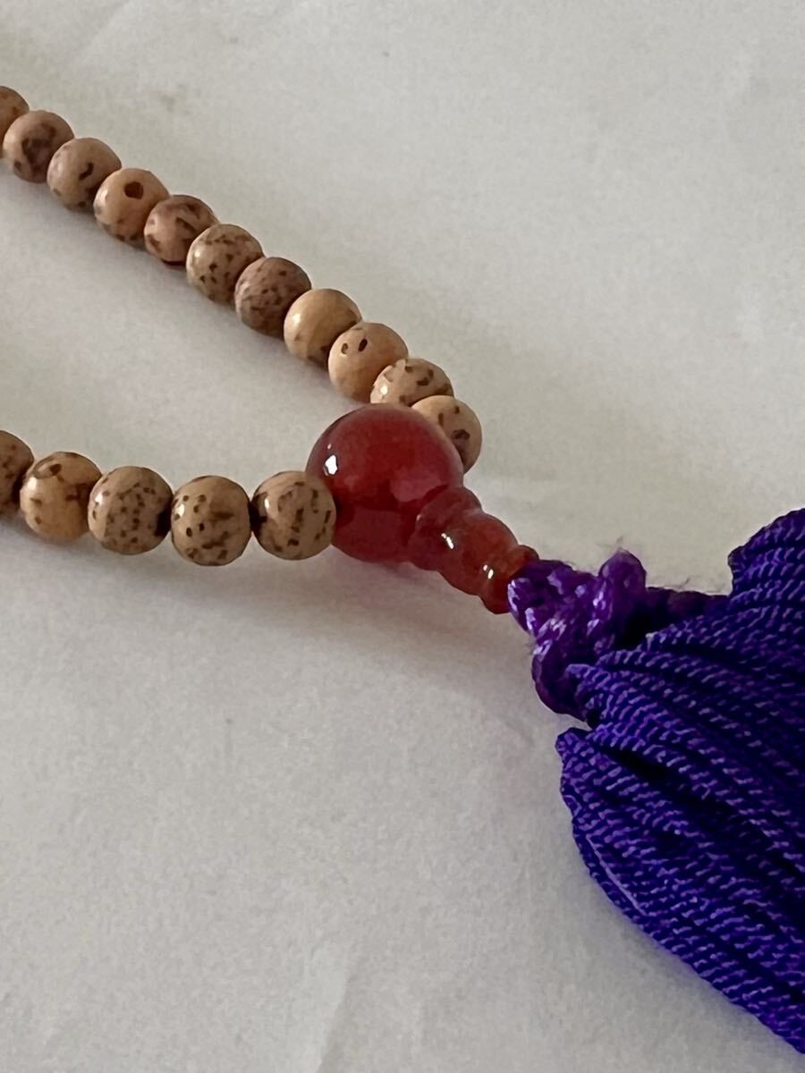 【未使用】念珠 鉄線菩提 天然鉄線菩提樹 赤瑪瑙 仏具_画像7