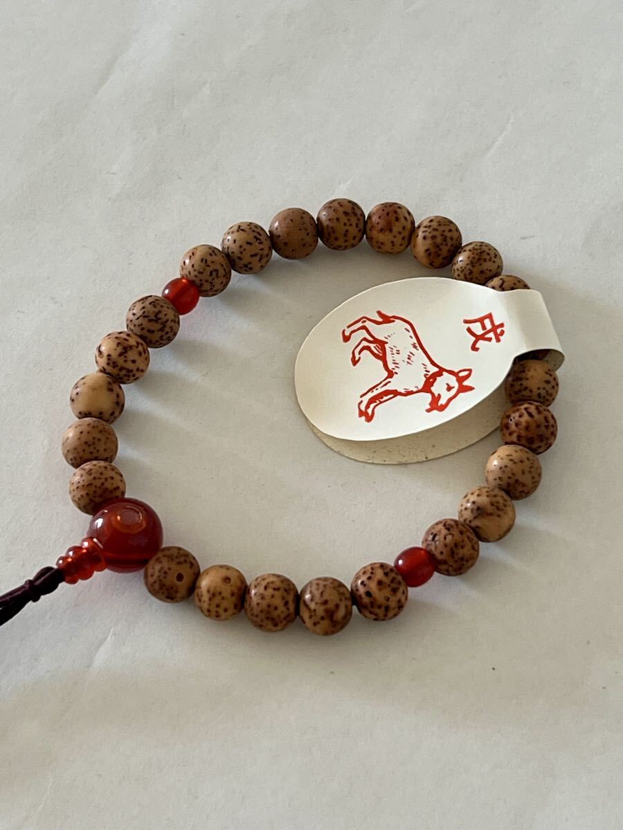 【未使用】星月菩提樹 腕輪念珠 ブレスレット 数珠 戌年 阿弥陀如来 厄よけ御守_画像3