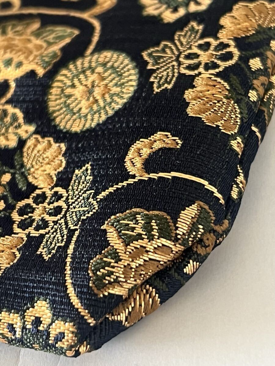 【未使用】数珠袋 袈裟袋 仏具入れ 小物入れ 金襴 華文 唐花 巾着_画像4