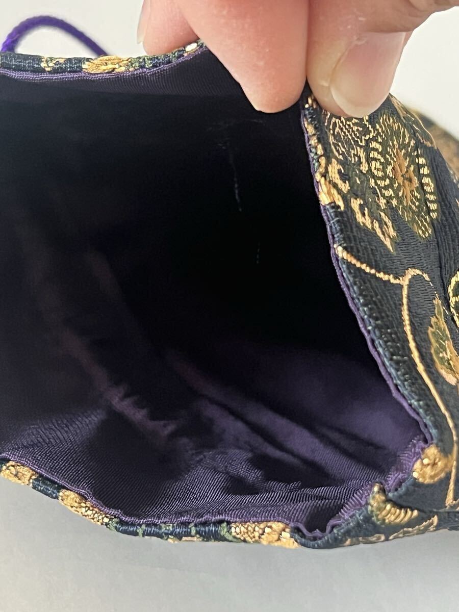 【未使用】数珠袋 袈裟袋 仏具入れ 小物入れ 金襴 華文 唐花 巾着_画像5