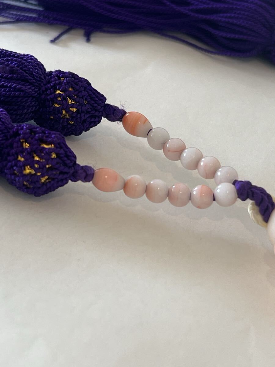 数珠 念珠 5本まとめて 白サンゴ ハリサンゴ 蝶貝 アミダ入 仏具 御念珠 法事_画像4