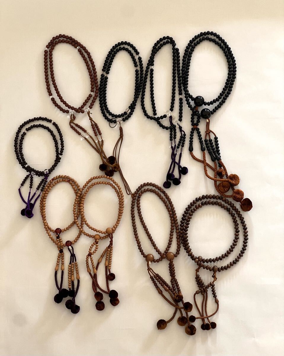 【未使用】 数珠 念珠 9本まとめて ツゲ 柘植 梅丹 みかん玉 仏具 法具 本式数珠_画像1