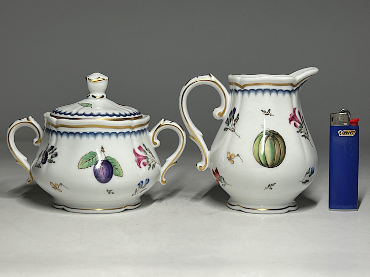 【瑞】リチャードジノリ イタリアンフルーツ シュガーポットとクリーマー_画像4