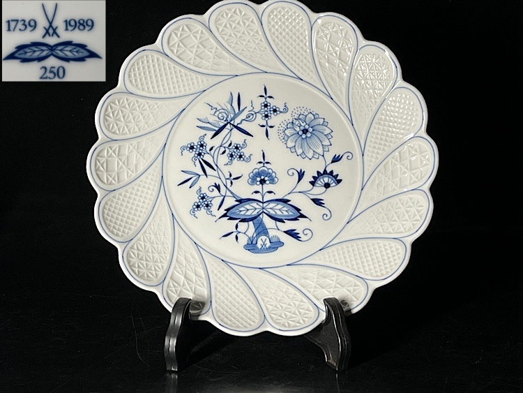 [.] Meissen Meissen голубой oni on тарелка раунд диаметр :29.2cm