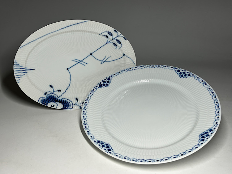 [.] Royal Copenhagen Princess голубой plate + голубой цветок mega овальный plate 