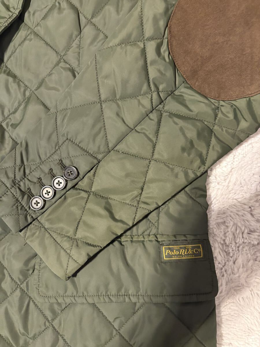 美品 メンズL ポロラルフローレン POLO RALPHLAUREN キルティング テーラードジャケット2wayカーキレザー切替 ビジネスカーゴパンツダウン_画像3