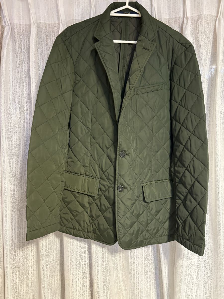 美品 メンズL ポロラルフローレン POLO RALPHLAUREN キルティング テーラードジャケット2wayカーキレザー切替 ビジネスカーゴパンツダウン_画像5