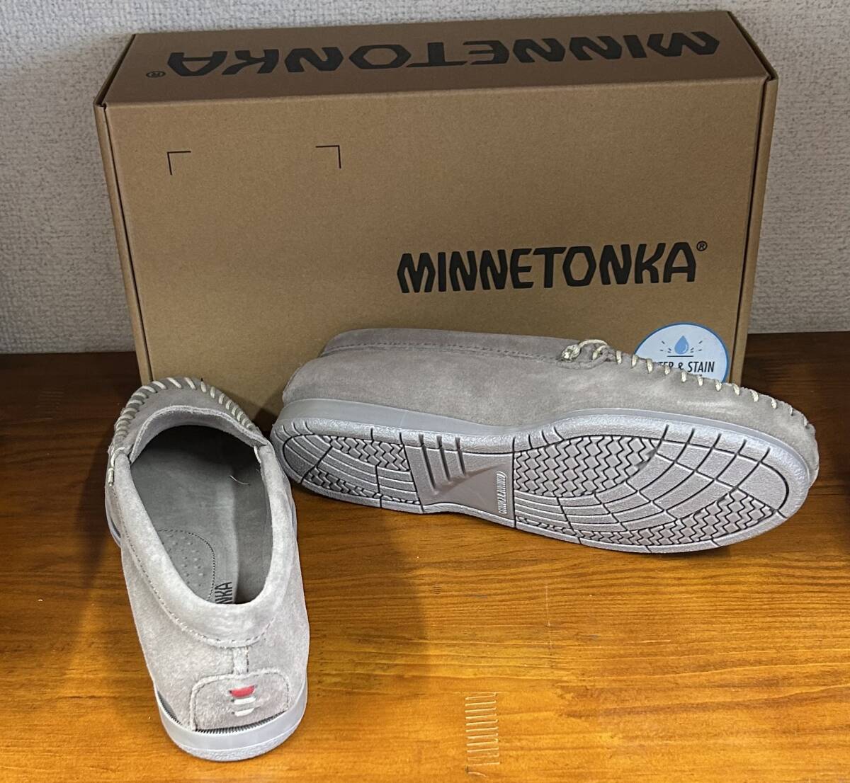  новый товар * Minnetonka. высококлассный замша натуральная кожа Loafer мокасины * серый *US7*24.0.