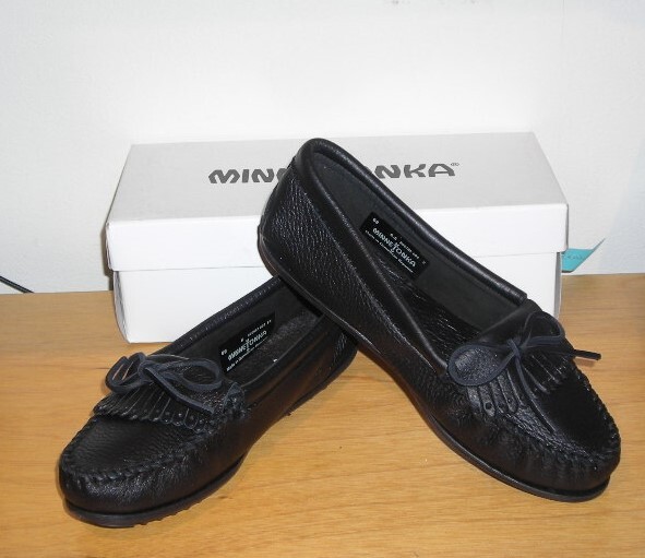  новый товар * Minnetonka. высококлассный олень кожа натуральная кожа. мокасины * чёрный *US6*23.5.