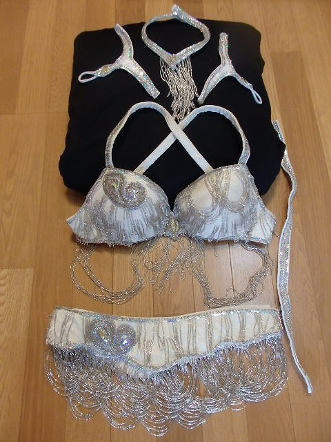 Bella ベラ ベリーダンス ブラベルト ネックレス 手首飾り ホワイト&シルバー_画像1