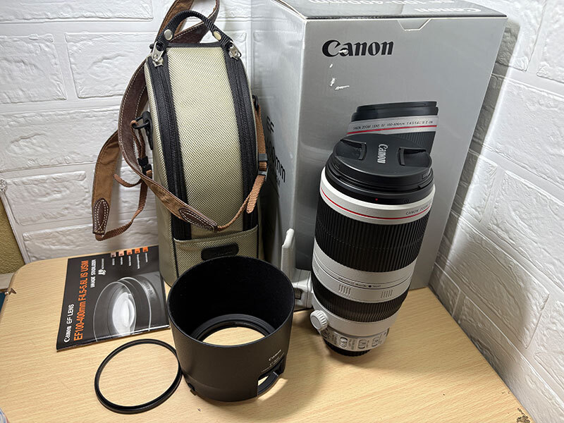 キャノン EF100-400mm F4.5-5.6L IS USM 簡易動作確認済 フード、前後キャップ付 箱、説明書あり Canon 美品_画像1