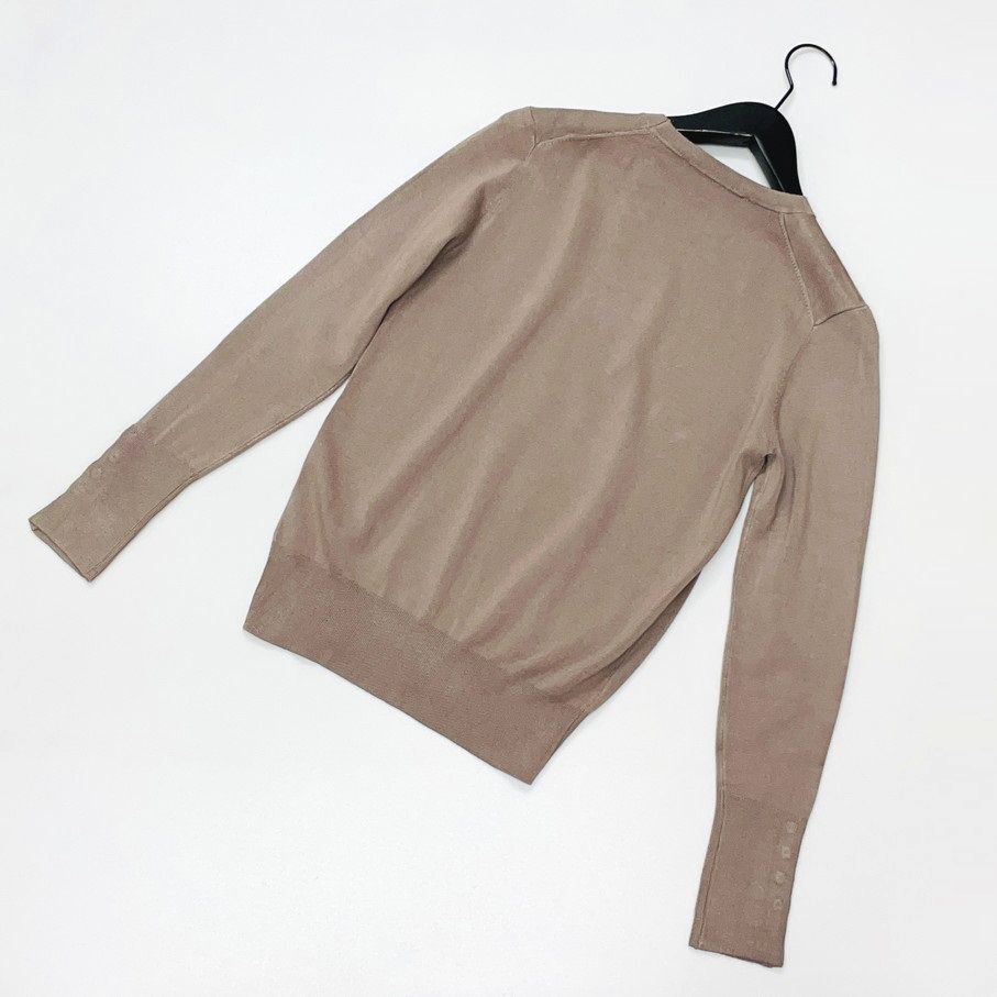 ZARA /L/ ベージュ 長袖ニットセーター オフィスカジュアル トップス 通勤 ゴールドボタン ナイロン混 生地 ストレッチ デイリー 旅行 ザラ_画像10