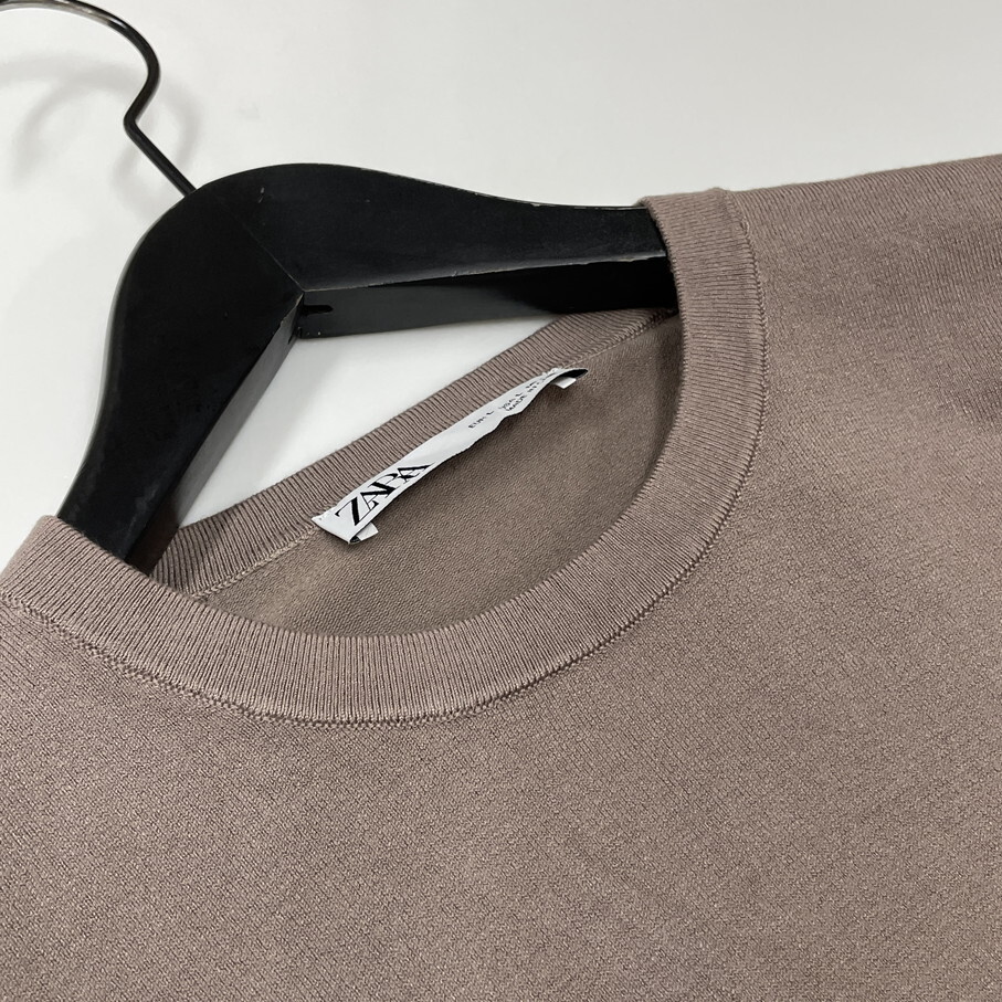 ZARA /L/ ベージュ 長袖ニットセーター オフィスカジュアル トップス 通勤 ゴールドボタン ナイロン混 生地 ストレッチ デイリー 旅行 ザラ_画像3