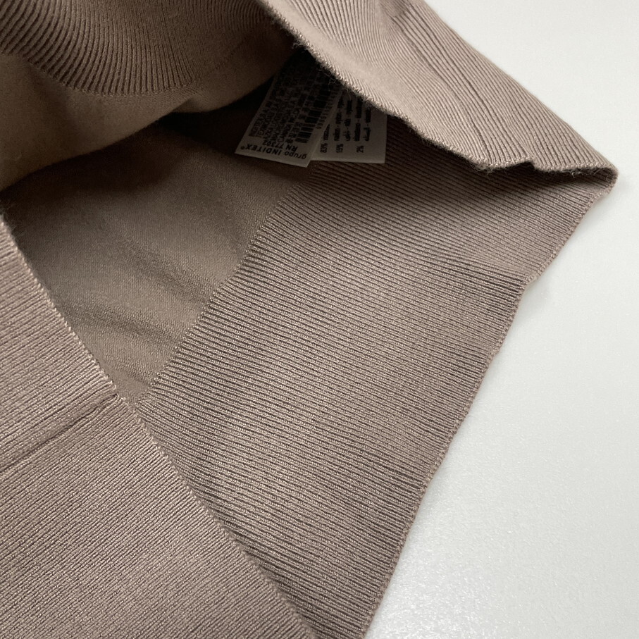 ZARA /L/ ベージュ 長袖ニットセーター オフィスカジュアル トップス 通勤 ゴールドボタン ナイロン混 生地 ストレッチ デイリー 旅行 ザラ_画像6