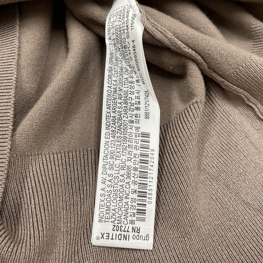 ZARA /L/ ベージュ 長袖ニットセーター オフィスカジュアル トップス 通勤 ゴールドボタン ナイロン混 生地 ストレッチ デイリー 旅行 ザラ_画像7