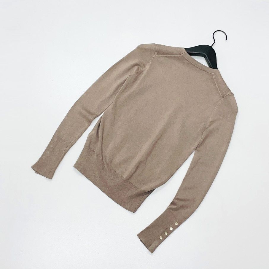 ZARA /S/ ベージュ 長袖ニットセーター オフィスカジュアル トップス 通勤 ゴールドボタン ナイロン混 生地 ストレッチ デイリー 旅行 ザラ_画像10