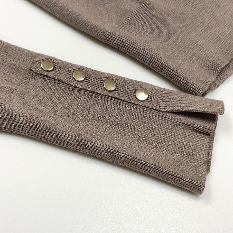 ZARA /S/ ベージュ 長袖ニットセーター オフィスカジュアル トップス 通勤 ゴールドボタン ナイロン混 生地 ストレッチ デイリー 旅行 ザラ_画像3