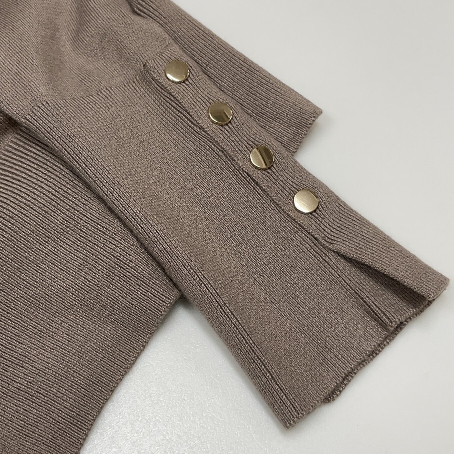 ZARA /S/ ベージュ 長袖ニットセーター オフィスカジュアル トップス 通勤 ゴールドボタン ナイロン混 生地 ストレッチ デイリー 旅行 ザラ_画像9