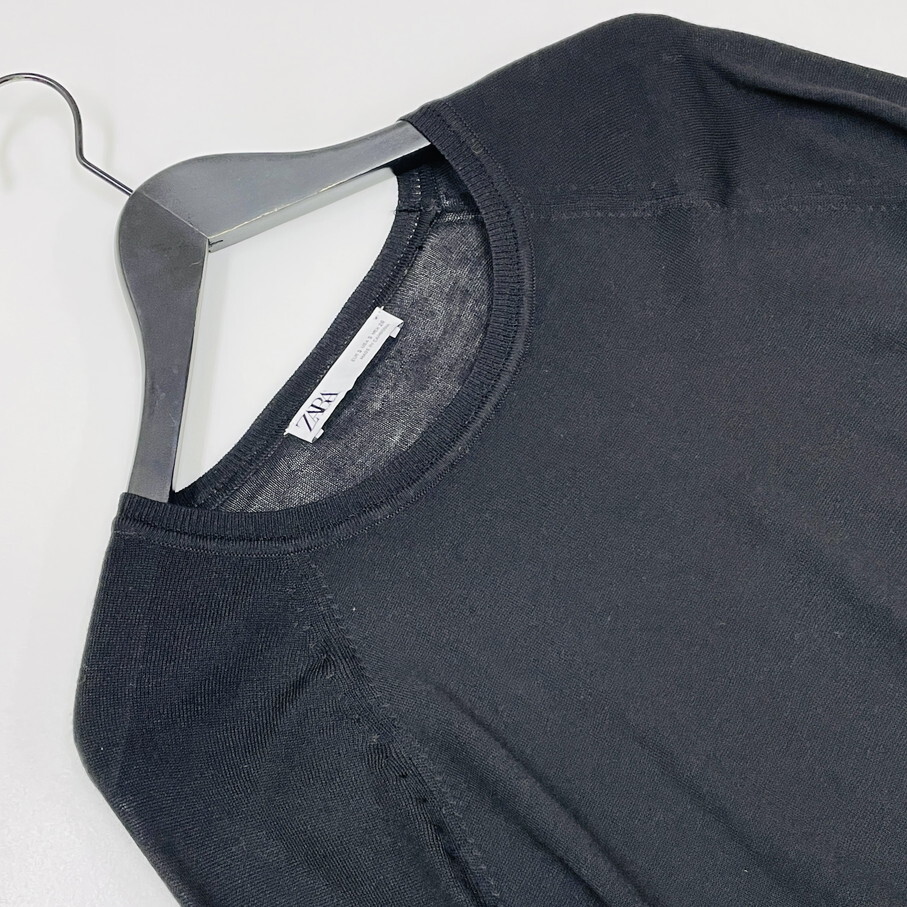 ZARA /S/ ブラック 長袖ニットセーター トップス レディース ホワイトタグ オフィスカジュアル 大人可愛い 生地 アクリル混 デイリー ザラ_画像2