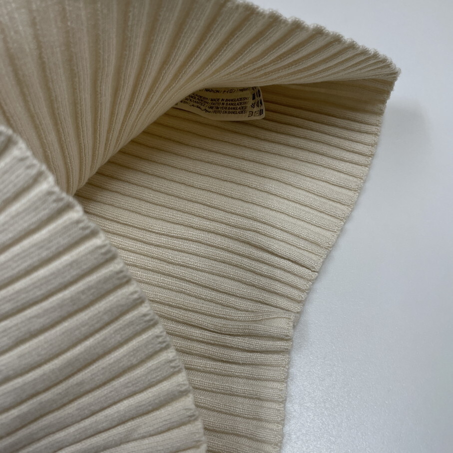 ZARA /XL/ ベージュ系 リブニットハイネック長袖セーター レディース ホワイトタグ オフィスカジュアル トップス 通勤 ナイロン混生地 ザラ_画像5