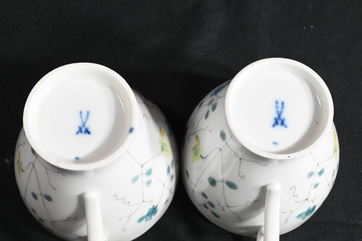 ③ マイセン スイートピー コーヒー カップ＆ソーサー・プレート セット スクラッチ有 計6点_画像4