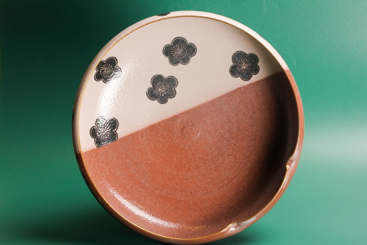 澤村陶哉 乾山意梅散平鉢 共箱 共布 本物保証_画像6