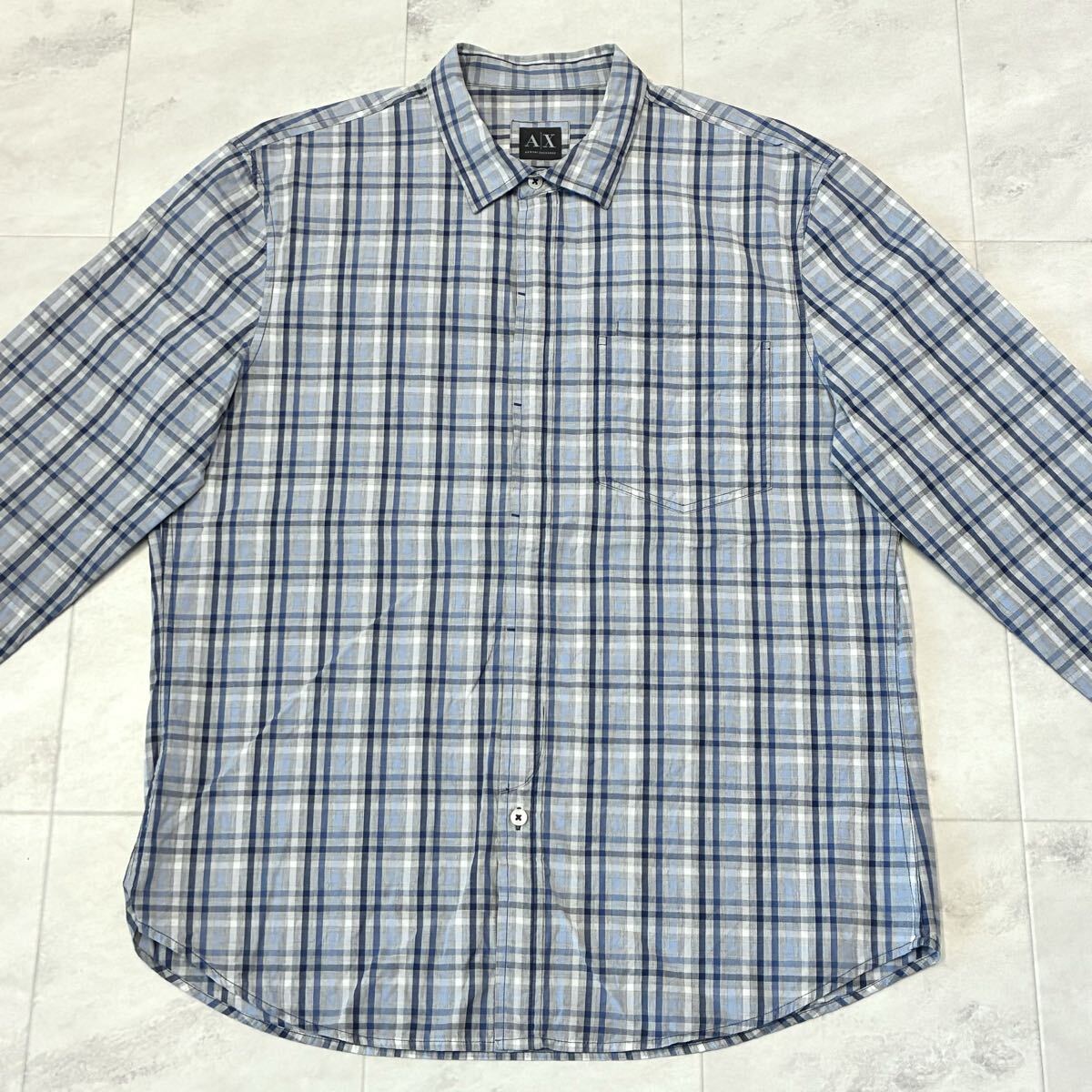 ARMANI EXCHANGE アルマーニ チェック柄 長袖シャツ sizeXL_画像2